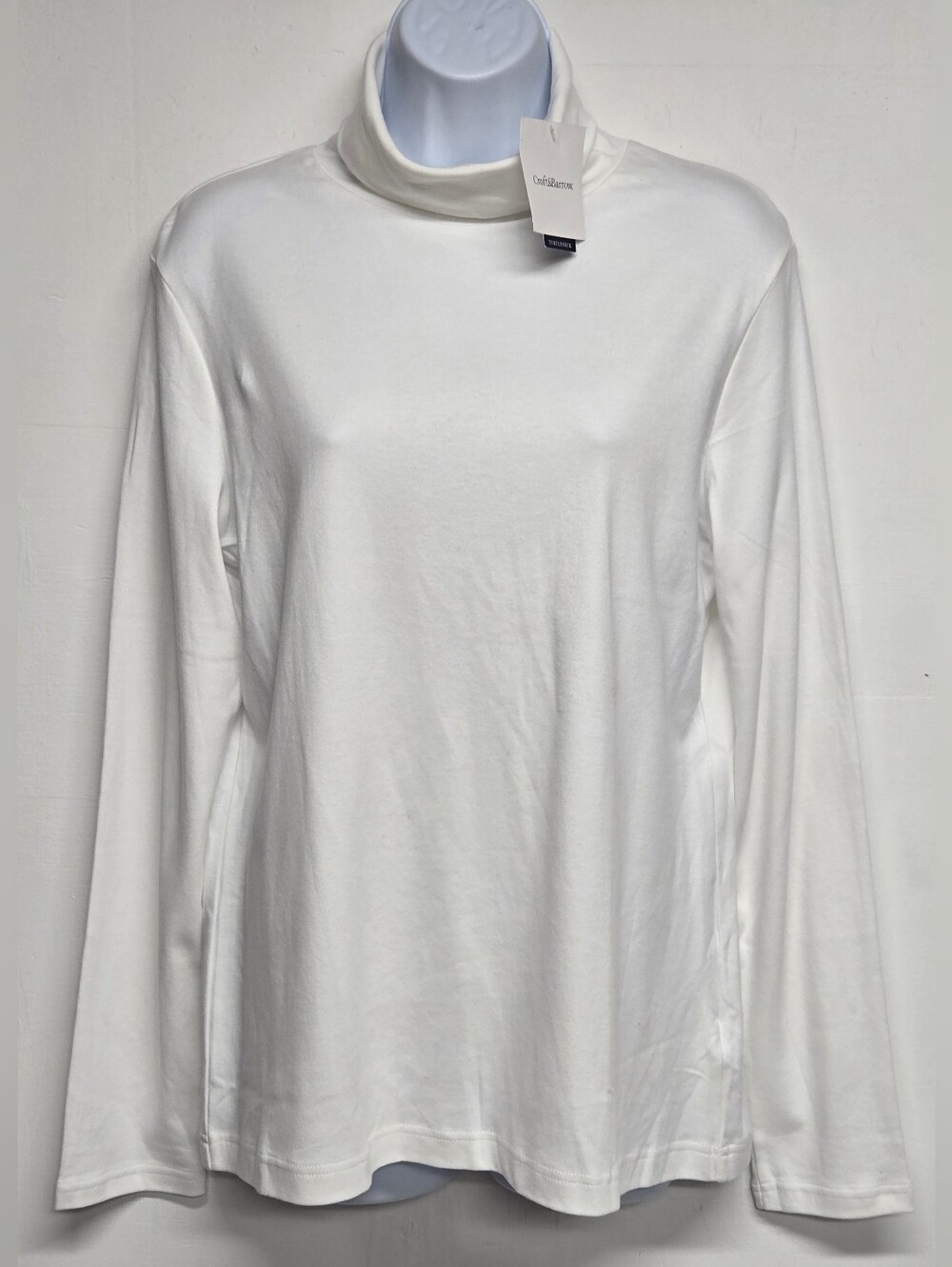 Croft & Barrow L Bright White Turtleneck Top Long Sleeve 100& Cotton